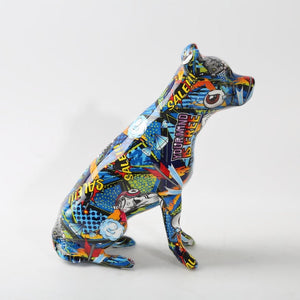 Stunning Staffordshire Bull Terrier Design Multicolor Resin Statues-Home Decor-Dogs, Home Decor, Staffordshire Bull Terrier, Statue-Blue-Normal Ears-4
