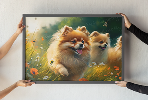 Sun-Dappled Forest Pomeranians Wall Art Poster-Art-Dog Art, Home Decor, Pomeranian, Poster-2