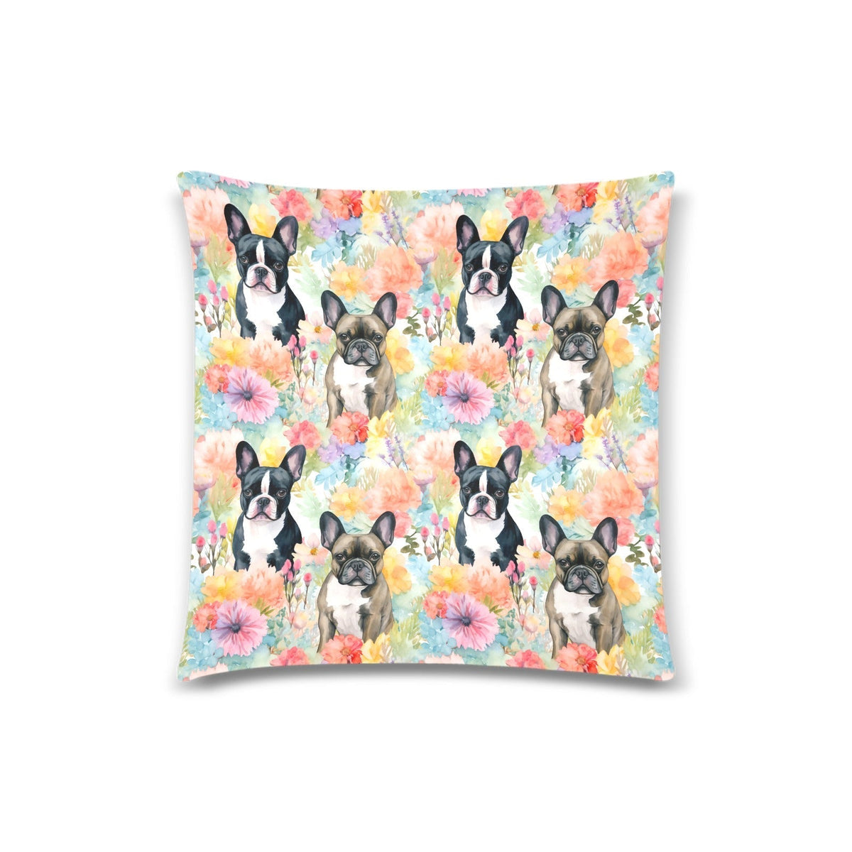 Sunlit Blossom French Bulldogs Throw Pillow Covers
