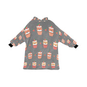 Sweet Strawberry Tart Shiba Blanket Hoodie for Women-Apparel-Apparel, Blankets-Gray-ONE SIZE-8