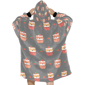 Sweet Strawberry Tart Shiba Blanket Hoodie for Women - 4 Colors-Apparel-Apparel, Blankets, Shiba Inu-8