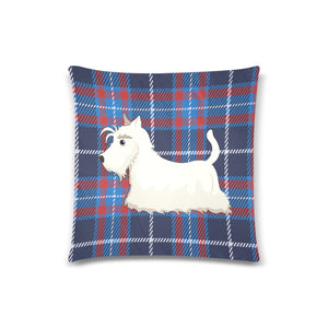 Tartan Twins White Scottish Terrier Pillow Cases-Cushion Cover-Home Decor, Pillows, Scottish Terrier-White & Black Scottie - Different Sides-5