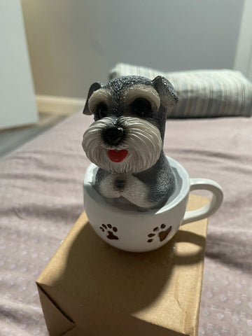 Teacup Schnauzer Desktop Ornament-Home Decor-Dogs, Figurines, Home Decor, Schnauzer-3