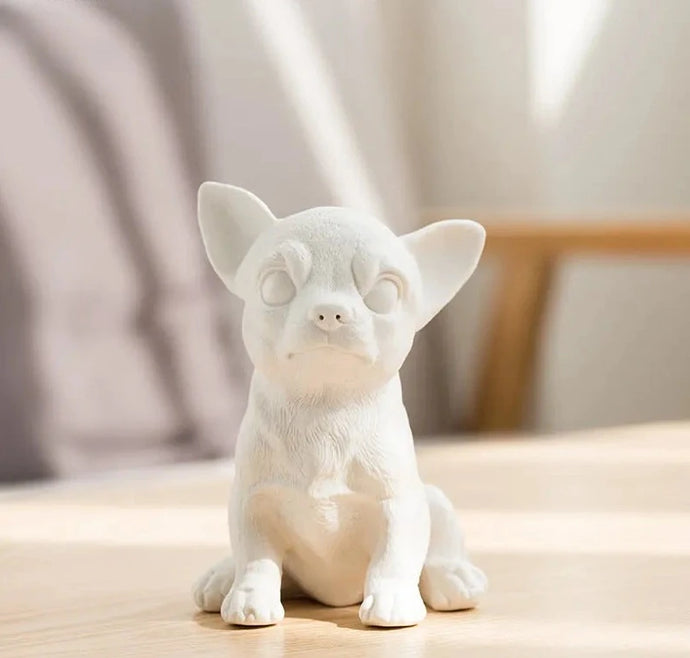 Textured White Small Chihuahua Statue Figurine-Home Decor-Chihuahua, Home Decor, Statue-D-9