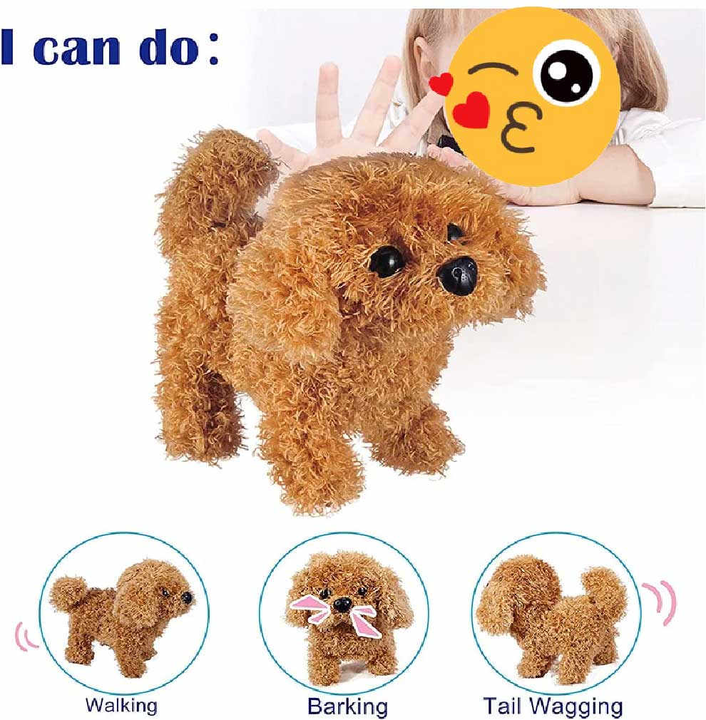 Electronic Walking Pomeranian Stuffed Dog Toy, Realistic Interactive Puppy  Robot Pet Dog, Walking, Barking,Wagging Tail & Talking,Present Pet Gifts