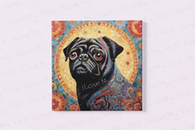 Load image into Gallery viewer, Pugnacious Black Pug Radiance Wall Art Poster-Art-Dog Art, Home Decor, Poster, Pug, Pug - Black-Framed Light Canvas-Small - 8x8&quot;-2