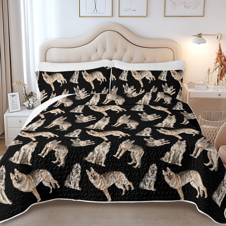 Watercolor Celebration German Shepherds Quilted Bedding Set-Bedding-Bedding,Blankets,Christmas,Home Decor-5