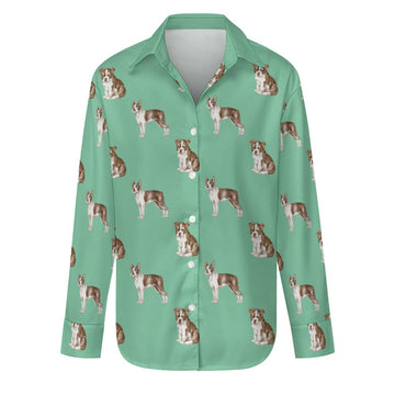 Watercolor Chocolate Red Boston Terriers Women's Shirt - 9 Colors-Apparel-Apparel, Boston Terrier, Dog Mom Gifts, Shirt-Mint Green-S-29
