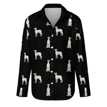 Watercolor Elegance Brindle Whippets Women's Shirt-Apparel-Apparel, Dog Mom Gifts, Greyhound, Shirt, Whippet-Midnight Black-S-11