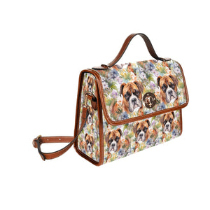 Watercolor Flower Garden Boxer Satchel Bag Purse-Accessories-Accessories, Bags, Boxer, Purse-Black2-ONE SIZE-3