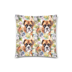 Watercolor Flower Garden Boxer Throw Pillow Cover-Cushion Cover-Boxer, Home Decor, Pillows-White1-ONESIZE-2