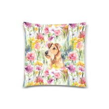 Load image into Gallery viewer, Watercolor Garden Airedale Terrier Throw Pillow Cover-White3-ONESIZE-1