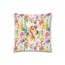 Load image into Gallery viewer, Watercolor Garden Airedale Terrier Throw Pillow Cover-White3-ONESIZE-2
