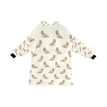Watercolor Long Haired Cream Dachshunds Blanket Hoodie-Blanket-Apparel, Blanket Hoodie, Blankets, Dachshund, Dog Mom Gifts-Ivory Cream-ONE SIZE-11