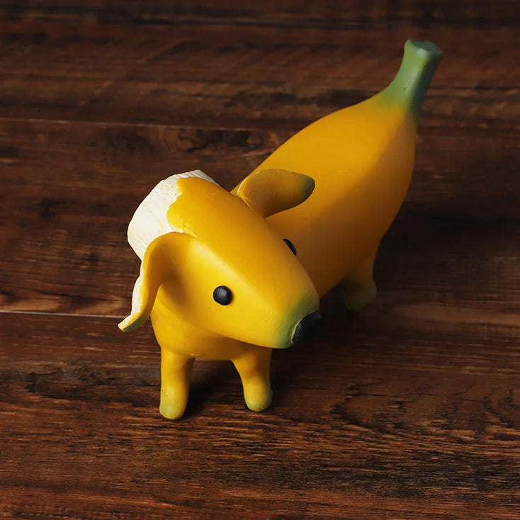 Whimsical Banana Dachshunds Resin Statues - Set of 3-3Pcs Set-4