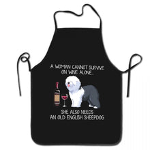 Load image into Gallery viewer, Wine and Sheltie Unisex Love Aprons-Accessories-Accessories, Apron, Dogs, Rough Collie, Shetland Sheepdog-English Sheepdog-17