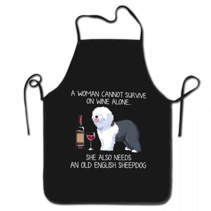 Wine and Sheltie Unisex Love Aprons-Accessories-Accessories, Apron, Dogs, Rough Collie, Shetland Sheepdog-English Sheepdog-17