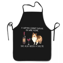 Load image into Gallery viewer, image of a black sheltie mom or sheltie dad apron in white background