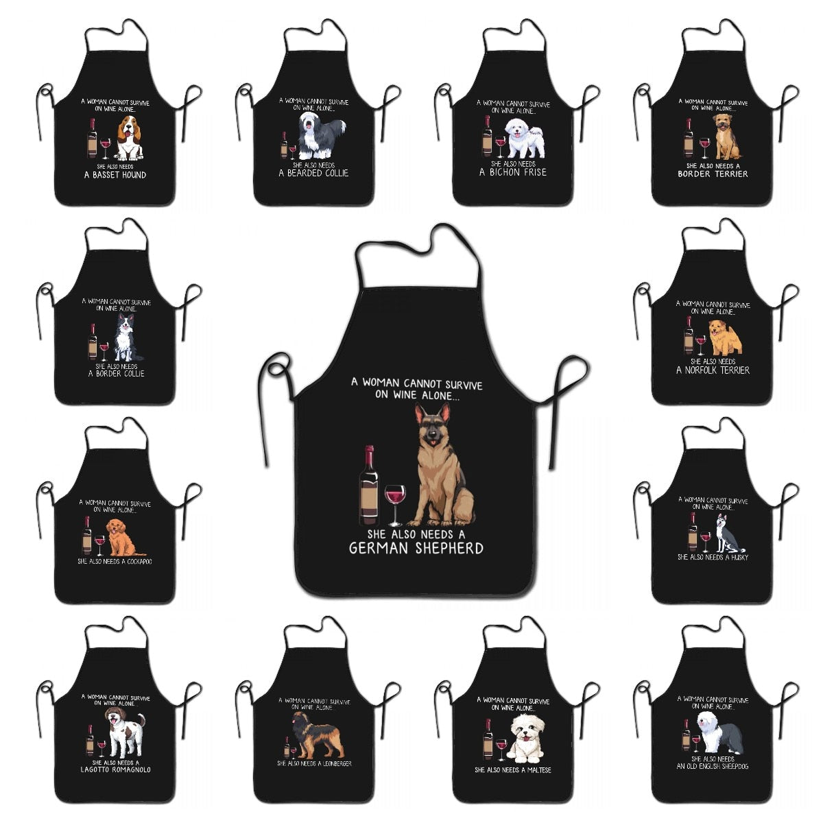 Wine and Sheltie Unisex Love Aprons