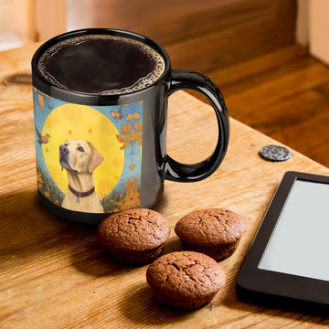 Yellow Labrador with Autumn Sun Coffee Mug-ONE SIZE-Black-1