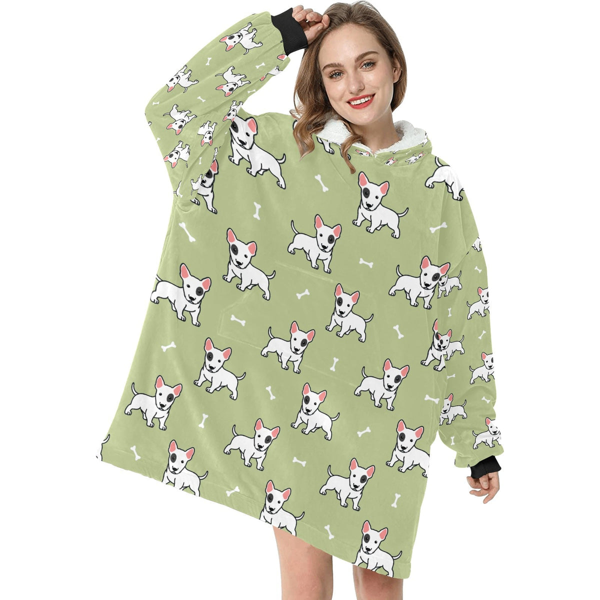 Yes I Love Bull Terriers Blanket Hoodie for Women 4 Colors