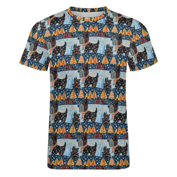 Yuletide Christmas Scottish Terrier Men's Cotton T-Shirt-Apparel-Apparel, Christmas, Dog Dad Gifts, Scottish Terrier, Shirt, T Shirt-3