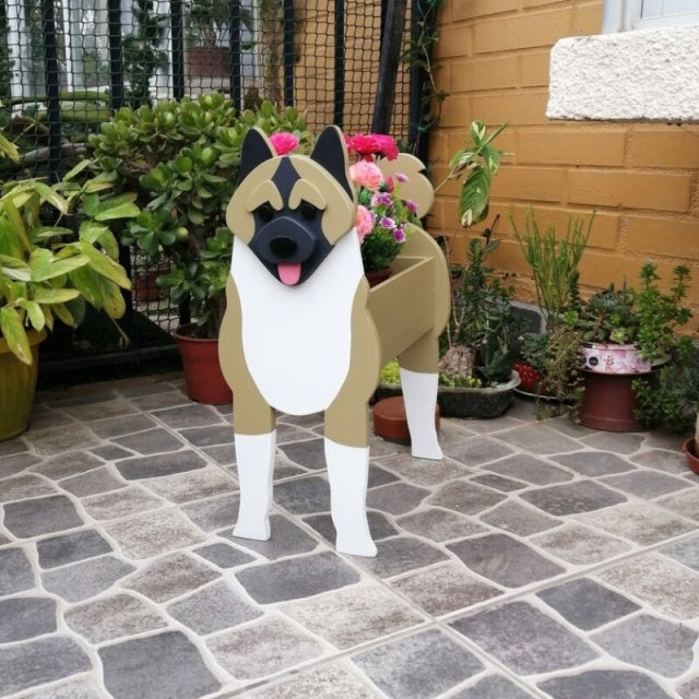 Image of a super cute Akita flower pot in the most adorable 3D Akita design