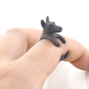 3D Doberman Finger Wrap Rings-Dog Themed Jewellery-Doberman, Dogs, Jewellery, Ring-Resizable-Black Gun-7