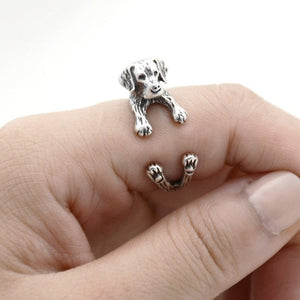 3D Labrador Finger Wrap Rings-Dog Themed Jewellery-Black Labrador, Chocolate Labrador, Dogs, Jewellery, Labrador, Ring-Resizable-Antique Silver-2