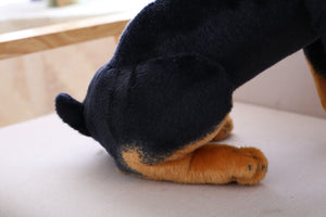 image of a rottweiler stuffed animal plush toy - hindview