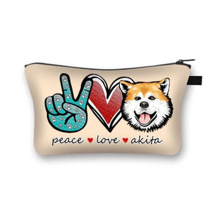 Peace, Love and Akita Inus Multipurpose Pouches-Accessories-Accessories, Akita, Bags, Dogs-Akita Inu - Cream Background-4