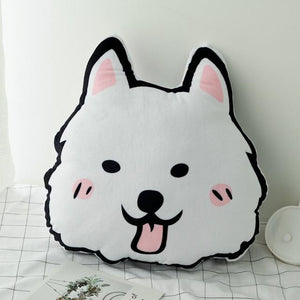 Image of an adorable American Eskimo Dog stuffed cushion in smiling American Eskimo Dog design