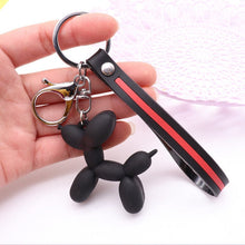 Load image into Gallery viewer, Balloon Poodle Love Keychains-Accessories-Accessories, Dogs, Keychain, Poodle-Black with Red Stripe-Color Stripe-11