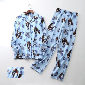Basset Hound Love Women’s Cotton Pajamas-Apparel-Apparel, Basset Hound, Dogs, Pajamas-16