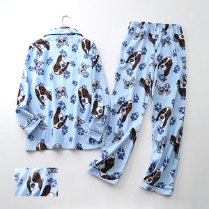 Basset Hound Love Women’s Cotton Pajamas-Apparel-Apparel, Basset Hound, Dogs, Pajamas-2