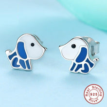 Load image into Gallery viewer, Beagle Love Silver Earrings - Charming Gift for Beagle Lovers-Dog Themed Jewellery-Beagle, Dogs, Earrings, Jewellery-With Blue Enamel-8