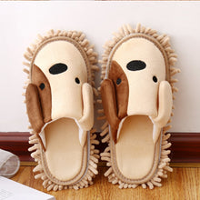 Load image into Gallery viewer, Image of indoor mop beagle slippers placed in support of wall