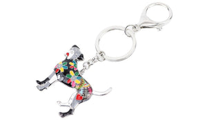 Image of a black color boxer keychain made of enamel