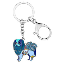 Load image into Gallery viewer, Beautiful Japanese Chin Love Enamel Keychains-Accessories-Accessories, Dogs, Japanese Chin, Keychain-Blue-2