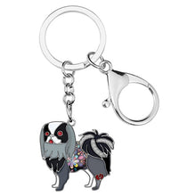 Load image into Gallery viewer, Beautiful Japanese Chin Love Enamel Keychains-Accessories-Accessories, Dogs, Japanese Chin, Keychain-Black-White-5
