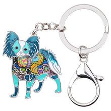 Load image into Gallery viewer, Beautiful Papillon Love Enamel Keychains-Accessories-Accessories, Dogs, Keychain, Papillon-Blue-4