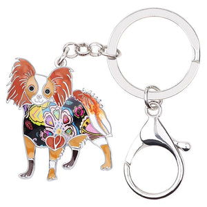 Beautiful Papillon Love Enamel Keychains-Accessories-Accessories, Dogs, Keychain, Papillon-Brown-5
