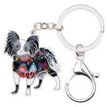 Load image into Gallery viewer, Beautiful Papillon Love Enamel Keychains-Accessories-Accessories, Dogs, Keychain, Papillon-Grey-7