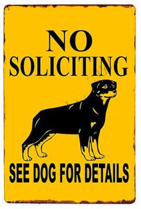 Beware of Rottweiler Tin Sign Board - Series 1Sign BoardRottweiler - No Soliciting See Dog for DetailsOne Size