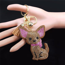 Load image into Gallery viewer, Blingy Chihuahua Stone-Studded Keychains-Accessories-Accessories, Chihuahua, Dogs, Keychain-Coffee Brown-4