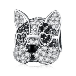 Boston Terrier Love Silver Charm BeadDog Themed Jewellery