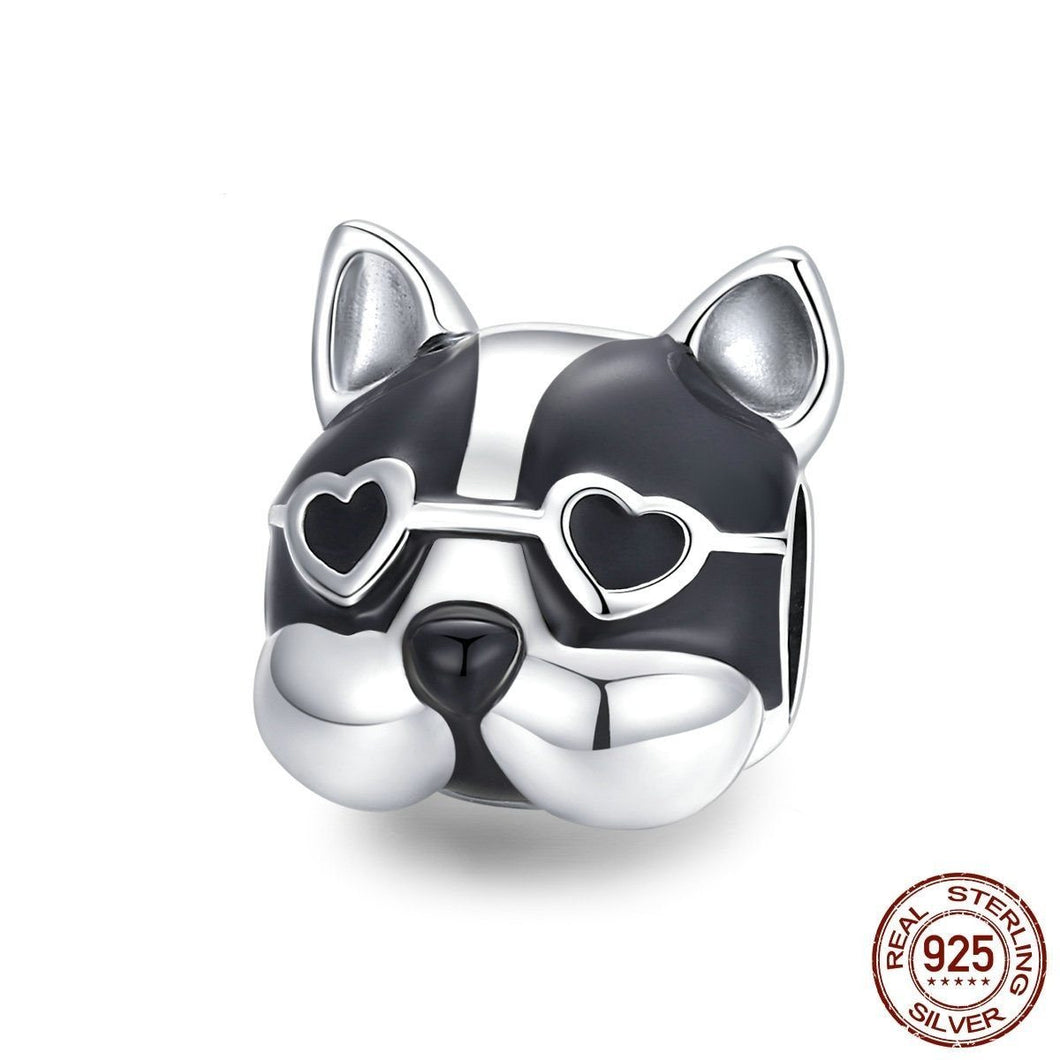 Boston Terrier Love Silver Charm BeadDog Themed JewelleryOption 1