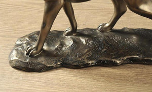 Base image of a golden weimaraner statue made of brass and resin