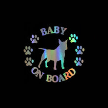 Load image into Gallery viewer, Bull Terrier Baby On Board Vinyl Car Stickers-Car Accessories-Bull Terrier, Car Accessories, Car Sticker, Dogs-Reflective Rainbow-2 pcs-1