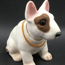 Load image into Gallery viewer, Image of a bull terrier bobblehead in most adorable Bull Terrier wearing a gold chain design